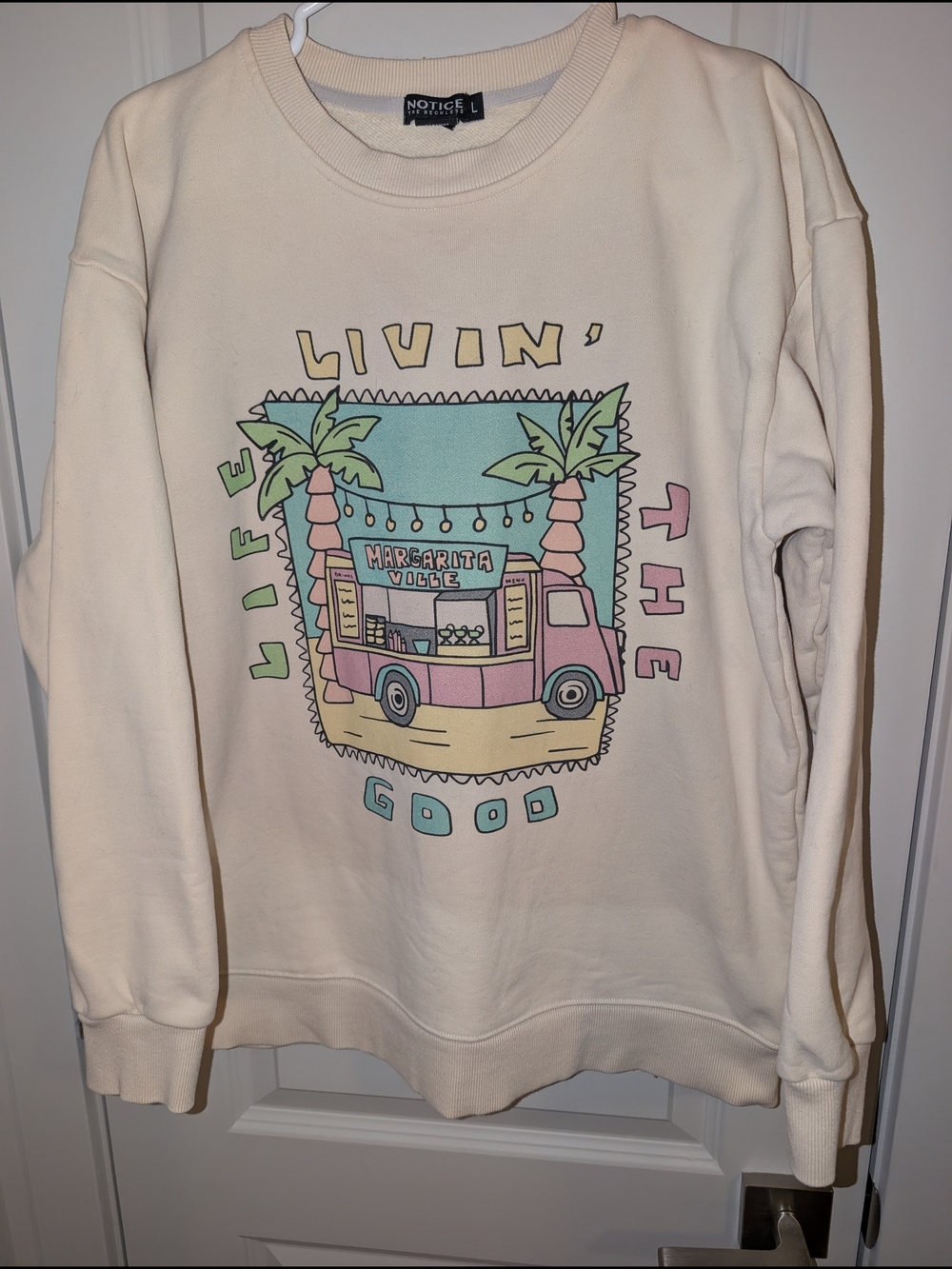 NOTICE Cream Graphic Crewneck Sweatshirt - Livin' the Good